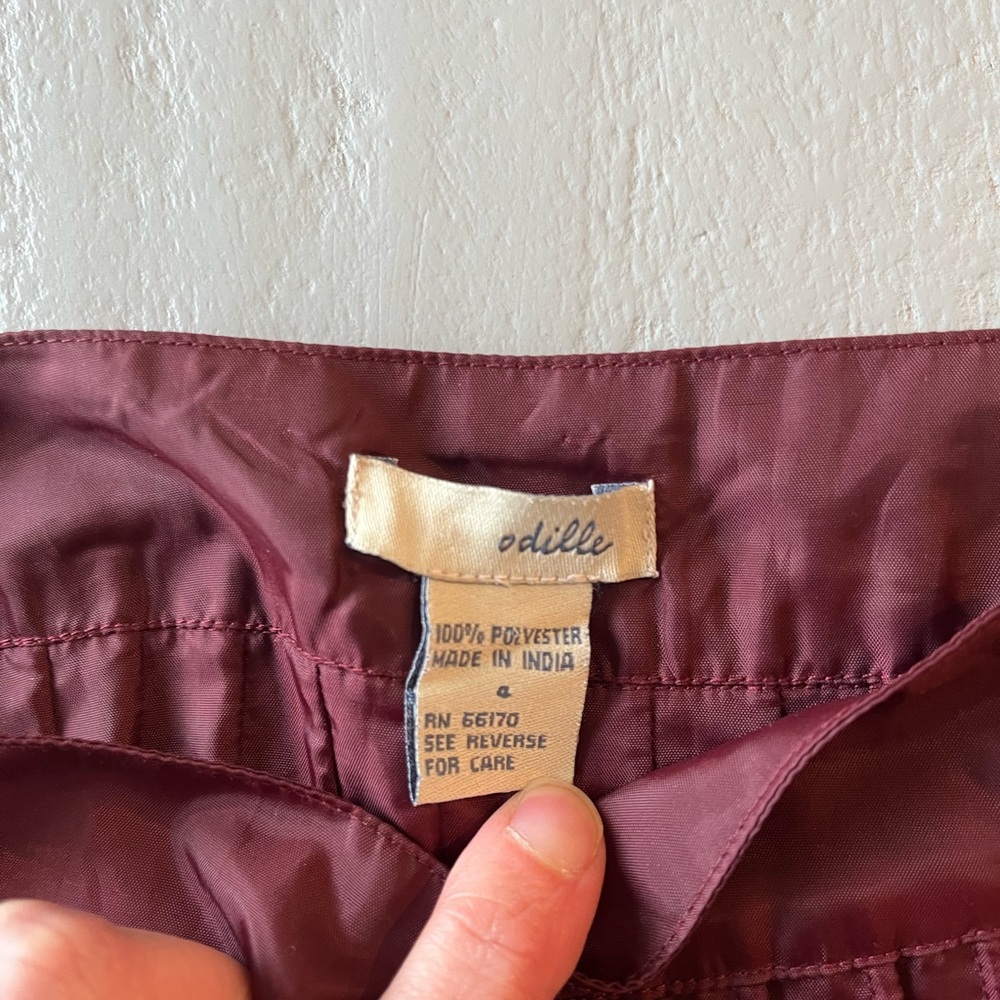 Anthropologie Odille Pleated Burgundy Wine A Line Skirt Women’s | 4 - Picture 9 of 9